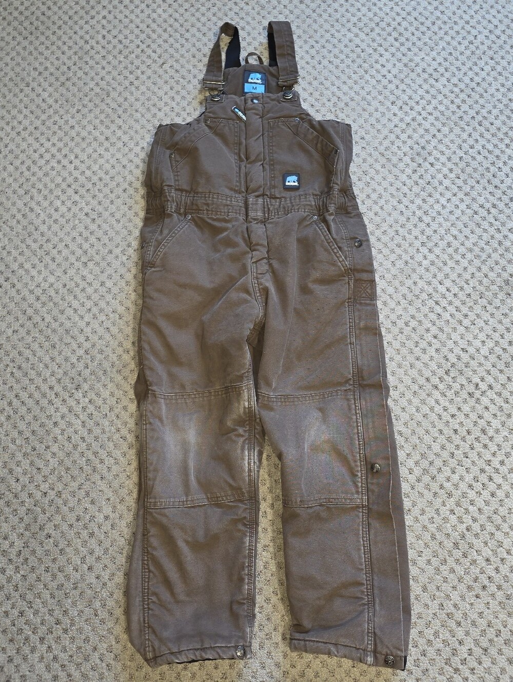 Berne Kids Brown Insulated Bib Overalls with Adjustable Straps